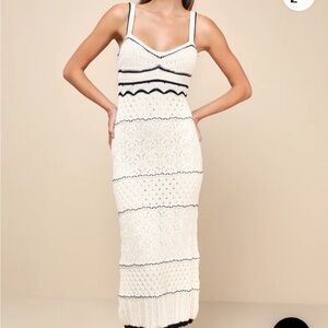 Lulu’s Unique Persona Ivory Multi-Textured Knit Sleeveless Midi Dress